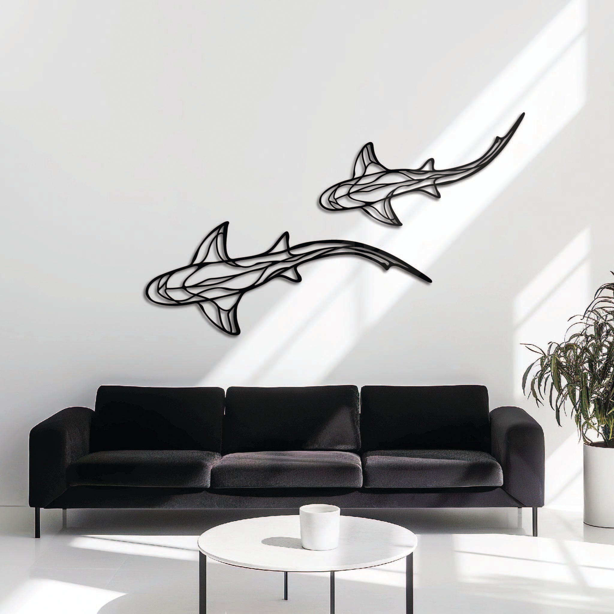 Reef Shark Curved - Metal Wall Art